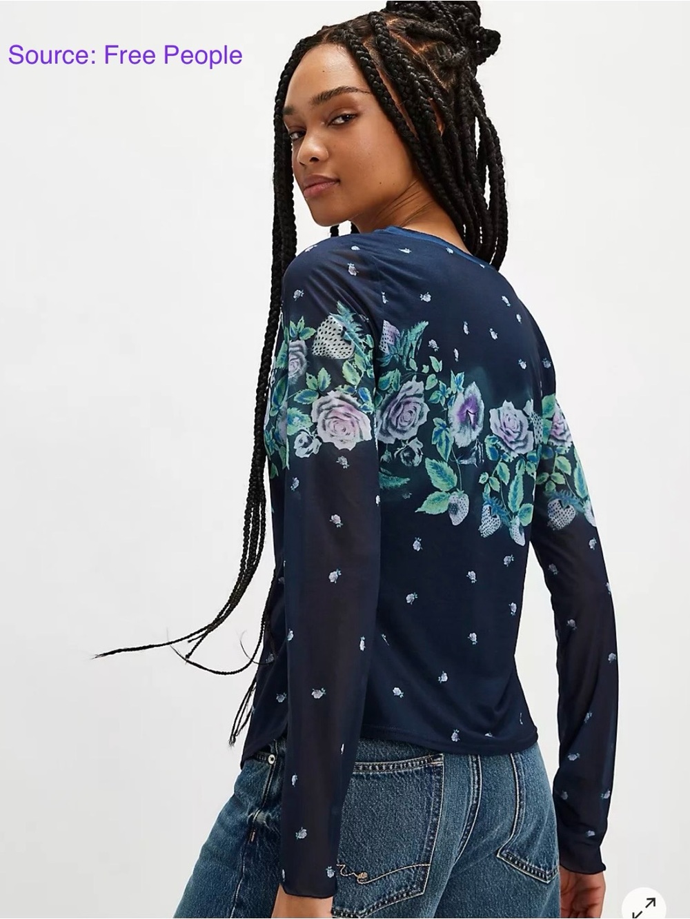 Free People Home Grown Mesh Cardi. Floral Long Sleeve Top. XL NWT - Picture 11 of 12